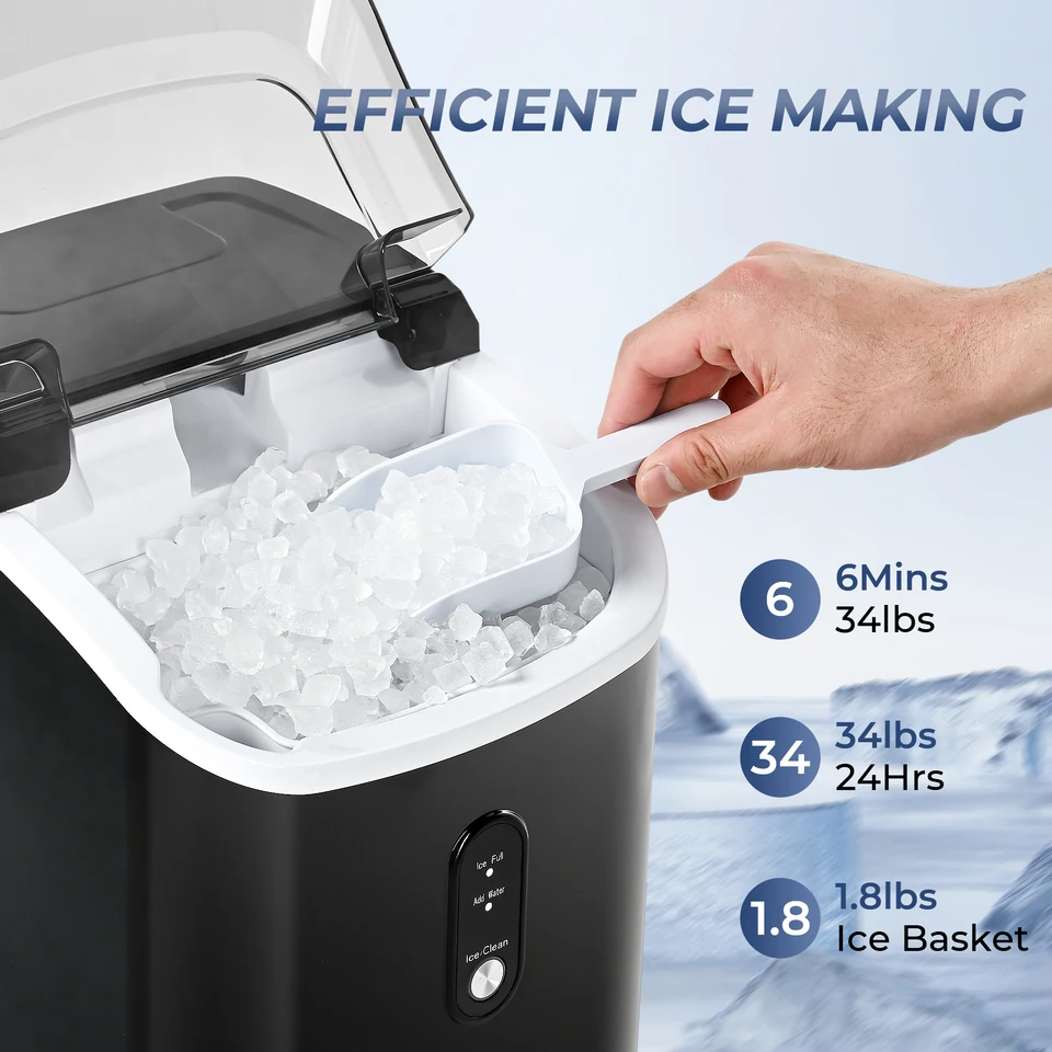 Portable Nugget Ice Maker Countertop with Handle