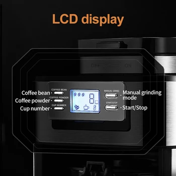 Petrus Automactic Coffee Machine Drip Coffee Maker Stainless Steel 10-cup With Built-In Grinder and Brew Strength Control 3
