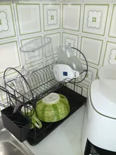 JUPPLIES Escurreplatos De 2 Niveles Con Soporte Para Utensilios Extraíble, Portavasos Y Estante De Gran Capacidad - Escurridor De Platos Con Boquilla De Drenaje Automático - 28x38x31cm - Negro