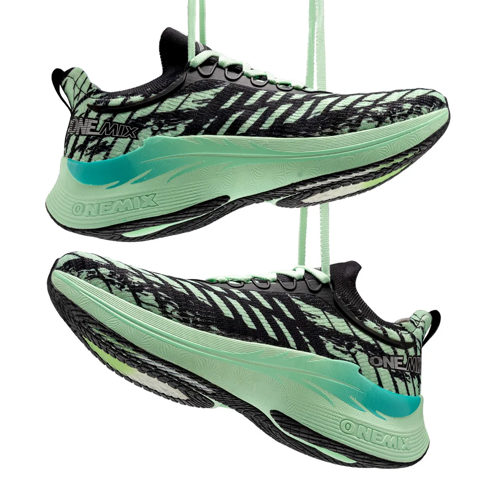 ONEMIX Waterproof Running Shoes Hreen Black Breathable Mesh Racing Run Shoes Men Lightweight Outdoor Sport Shoe Walking Sneakers