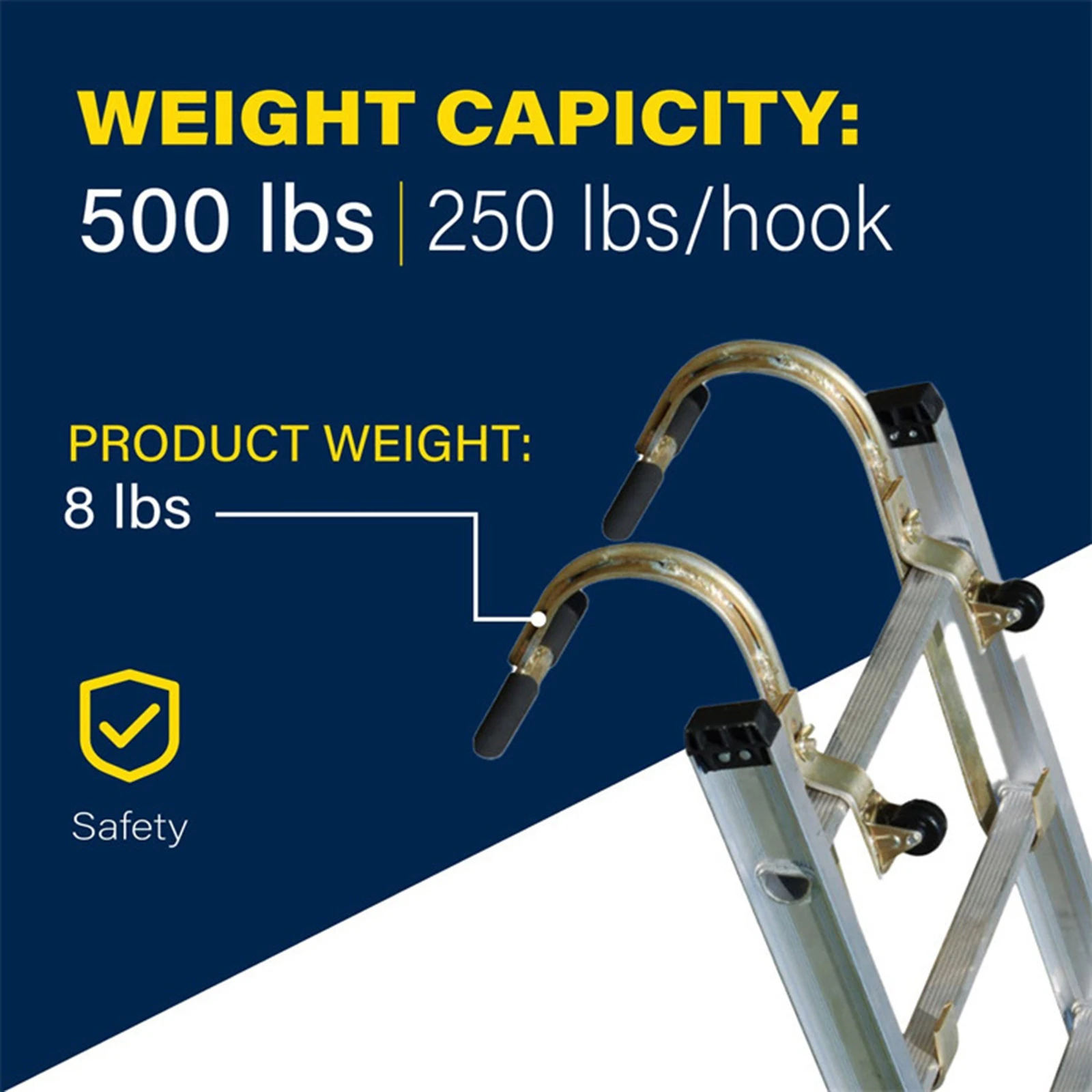 Ladder Stabilizer 2Pcs/Set Ladder Roof Hooks with Wheel Damage Prevent Roof Ridge Extension Ladder Stabilizer Adjustable Holes Easy Installation