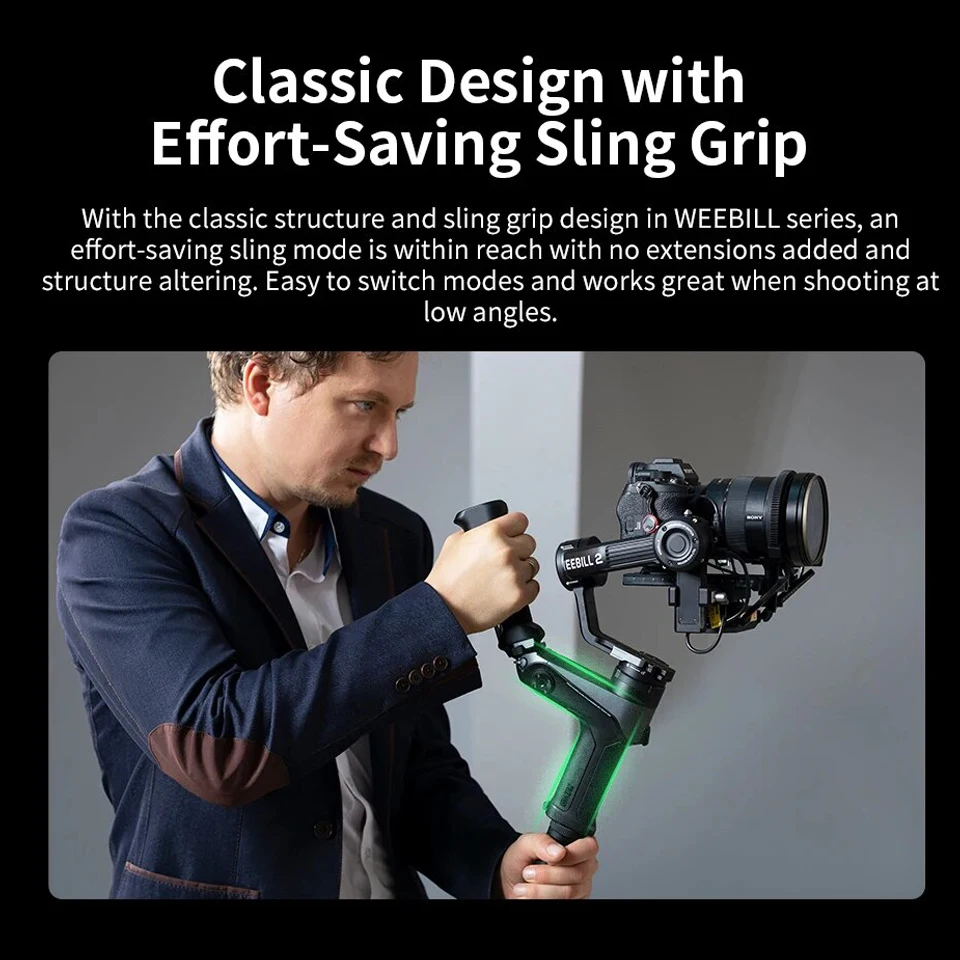 ZHIYUN WEEBILL 2 3-Axis Camera Gimbal with 2.88" Touch Screen Display for Film Shooting Live Streaming Interview Recording