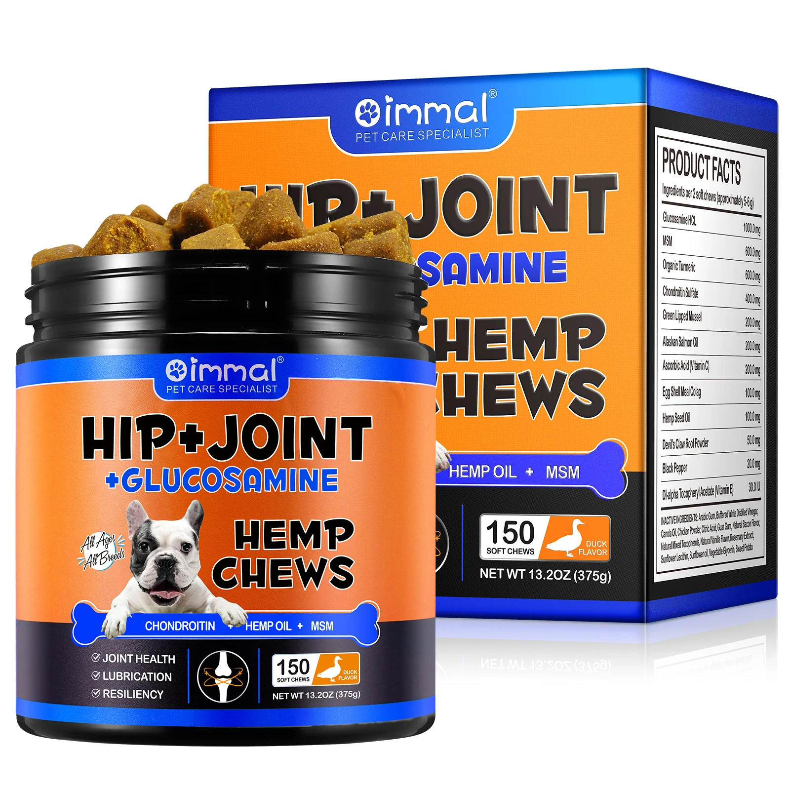 Pet nutrition supplement Hip and Joint Supplement for Dogs Glucosamine Joint Pain Relief Treats Chondroitin MSM Supplement Health Mobility Support Chews
