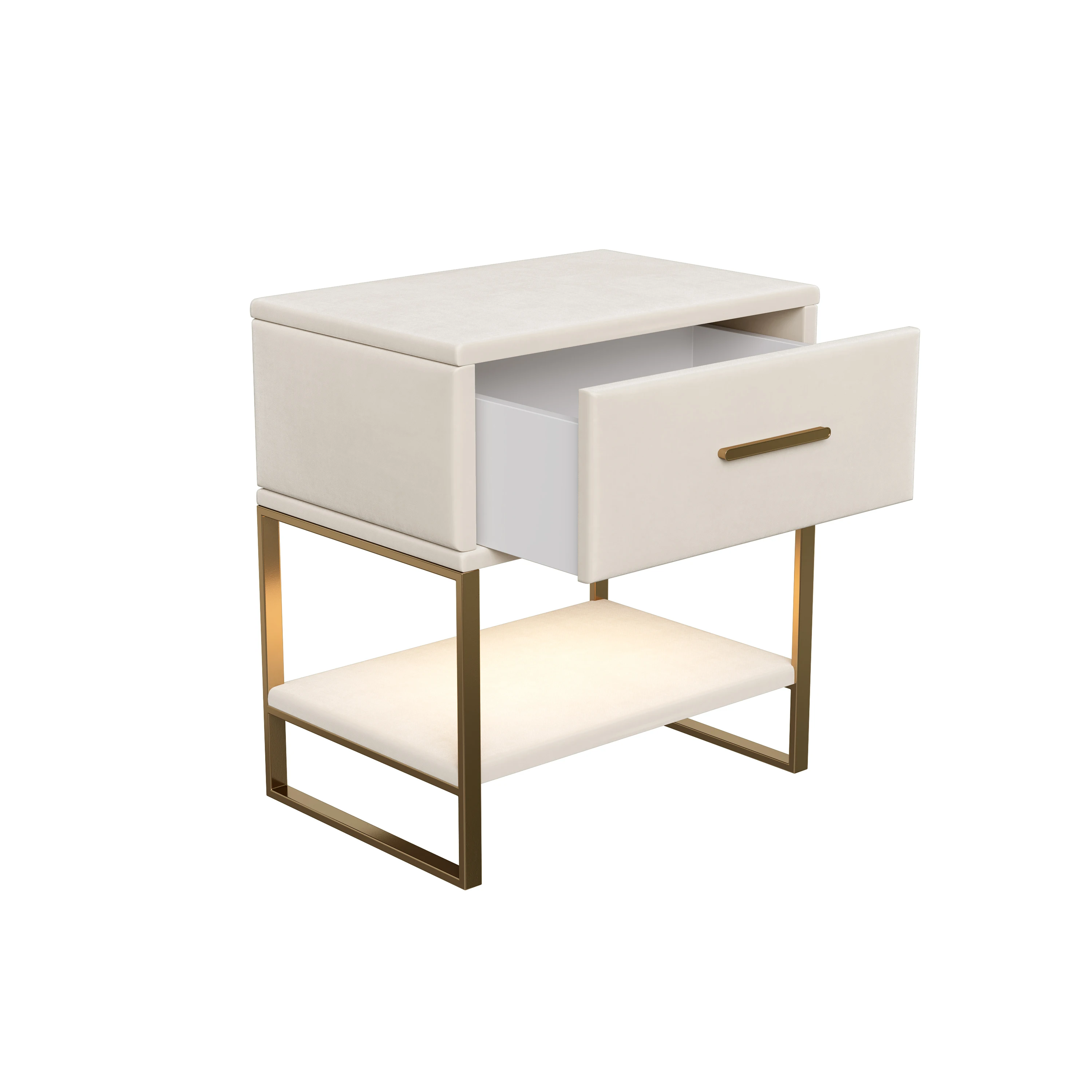 Rosahqnd Nachttisch mit 2 Schubladen, 2er-Set Sofatisch mit Metallfüßen, für Wohnzimmer, Schlafzimmer, Weiß – Detail 12