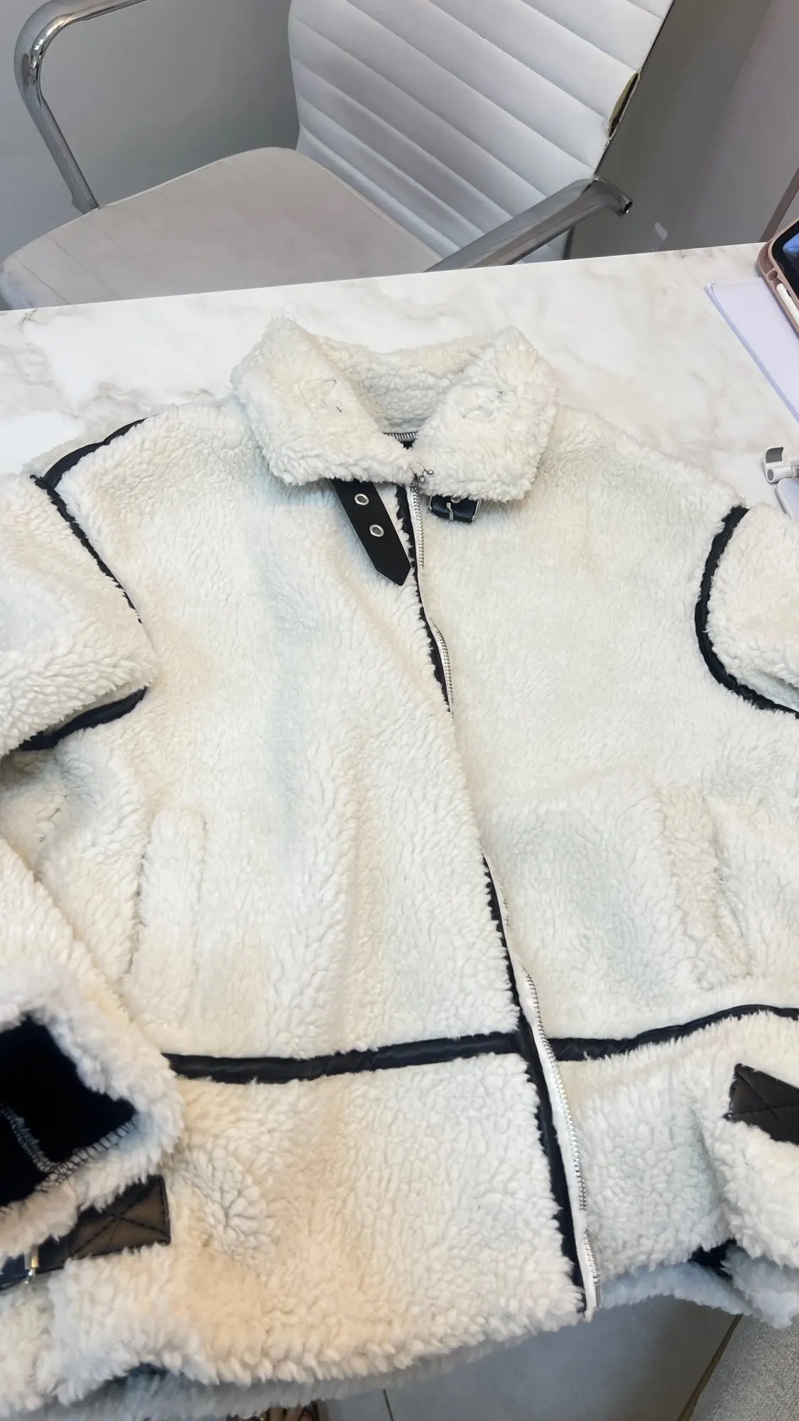 Women's Faux Fur Motorcycle Jacket photo review