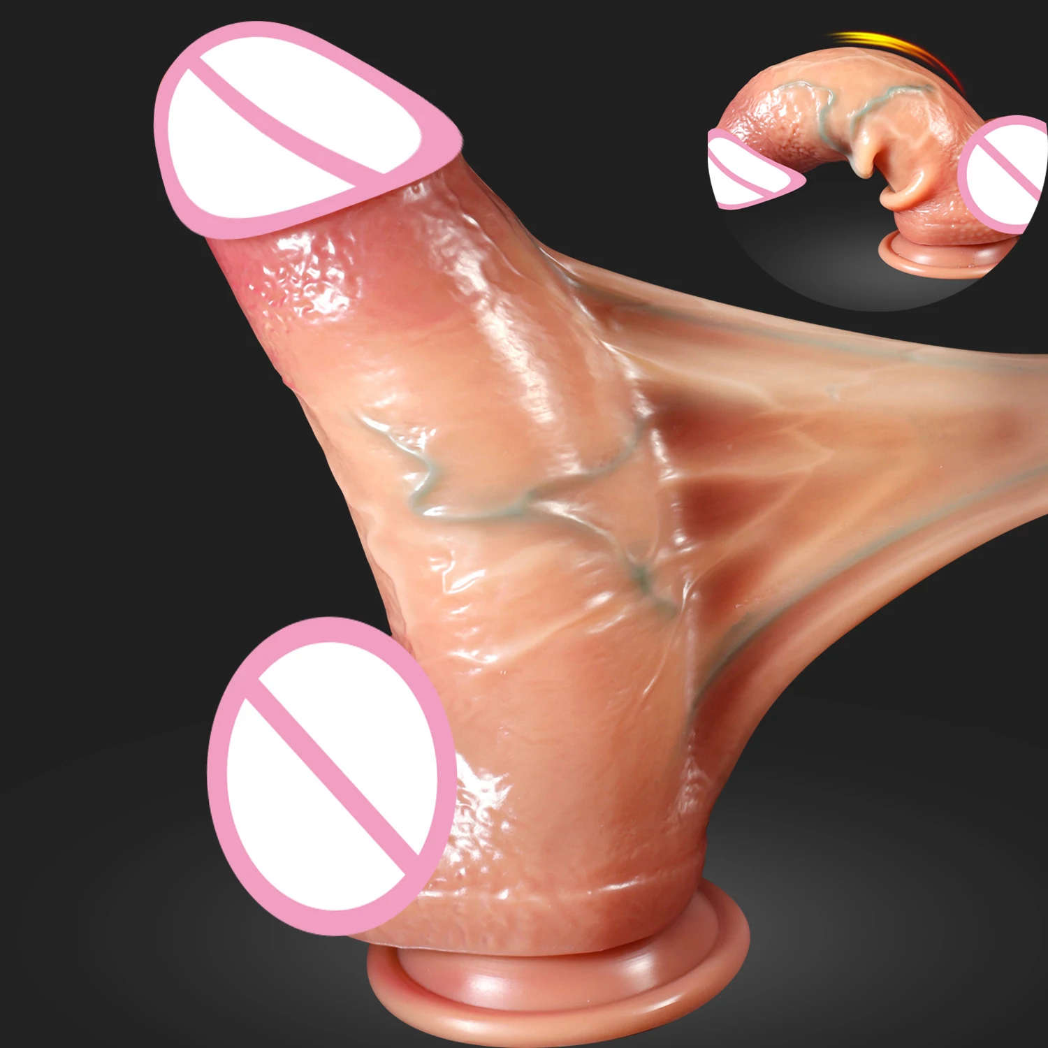 Realistischer Dildo Silikon Schiebe Vorhaut Penis Butt Plug Schiebe Hoden G-Punkt Anal Sex Dick Erwachsene Sex Spielzeug Für Frauen männlichen 1