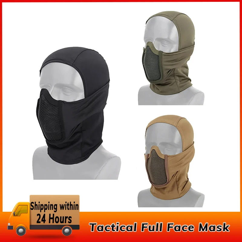 NEW Upgrade Tactical Full Face Mask Balaclava Cap Motorcycle Army Airsoft Paintball Headgear Metal Mesh Hunting Protective Mask