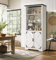 70" Tall Kitchen Pantry Cabinet,Kitchen Pantry Storage Cabinet, Large Farmhouse Wooden Storage Cabinet with 3 Adjustable Shelves 2
