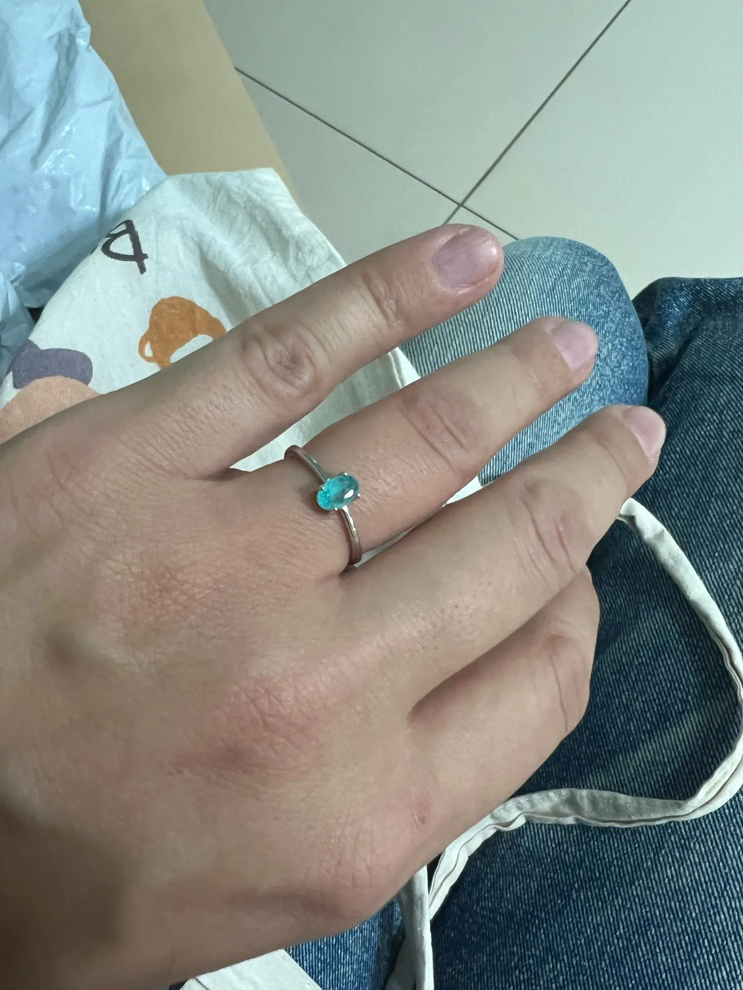 Silver tourmaline ring