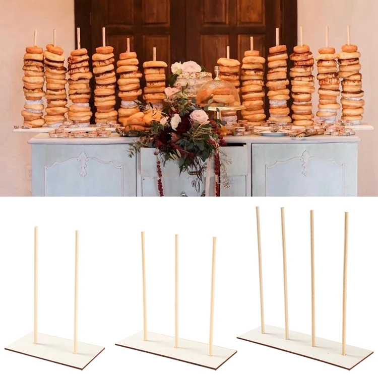 Description Picture 2 of itemWooden Donut Stand Reusable Stands Holder 0-5 Number Signs Dessert Candy Bar Wedding Birthday Party Supplies Baby Shower Decor