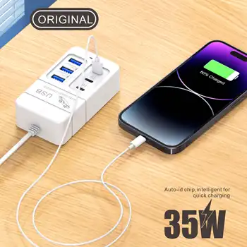Multiport USB Charger 35W PD Type C Fast Charge Quick Wall Chargers USB Hub Adapter Mobile Phone EU US Plug USB Type C Charger 2