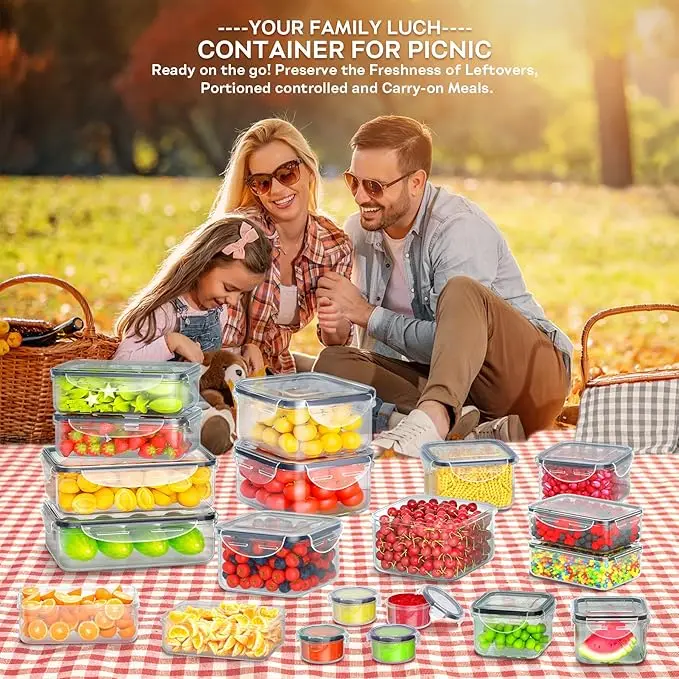 40-Piece Food Storage Containers with Lids, Airtight and Leakproof, Stackable, Microwave Safe, Ideal for Meal Prep, Organization 6