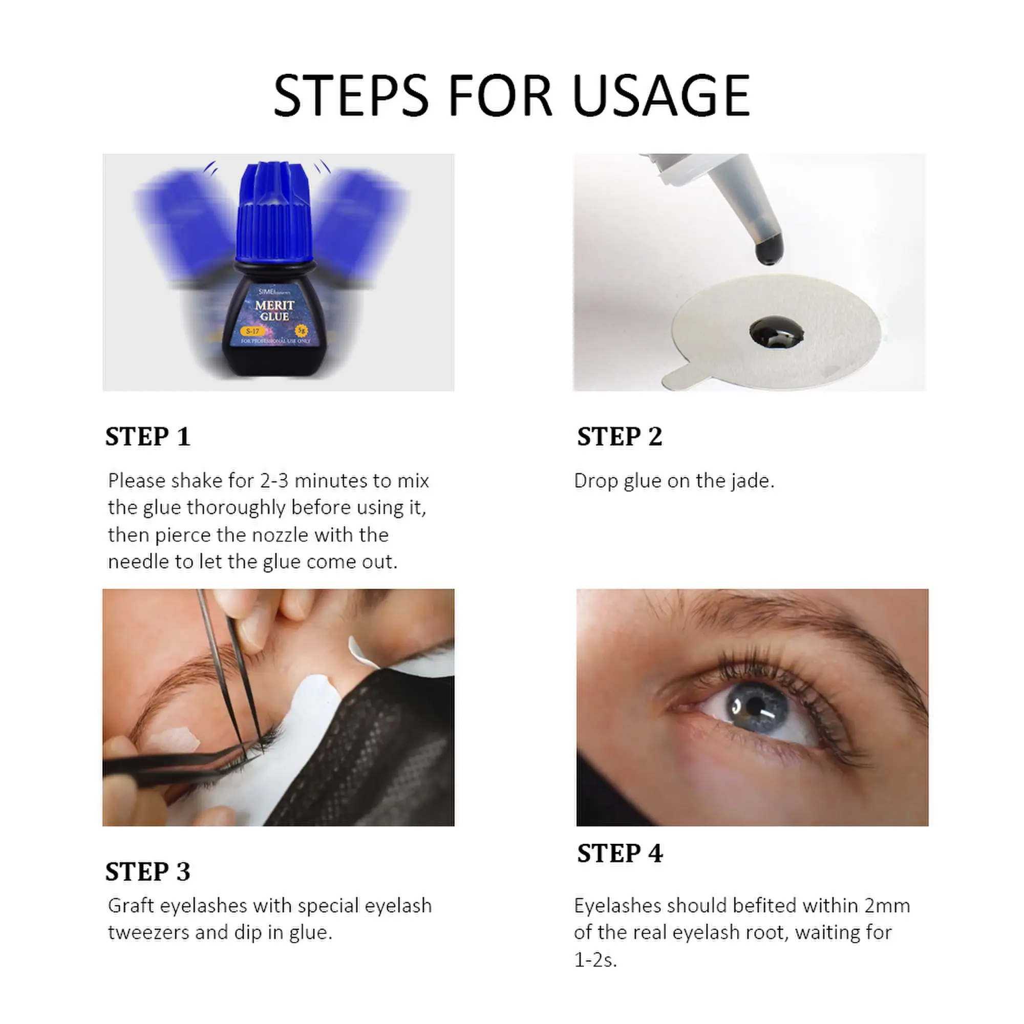 Customized HS 0.5s Merit Glue Korea HS Chemical Black 5ml Original Magic Pack Cola Merit Glue 17 Cilia With Lash Adhesive