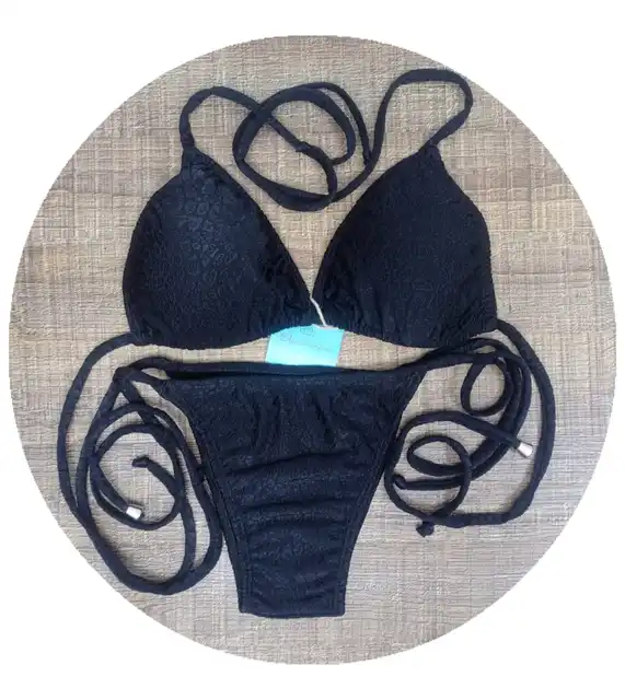 Biquíni cortininha+calcinha tradicional de amarrar na lateral / biquine conjunto feminino