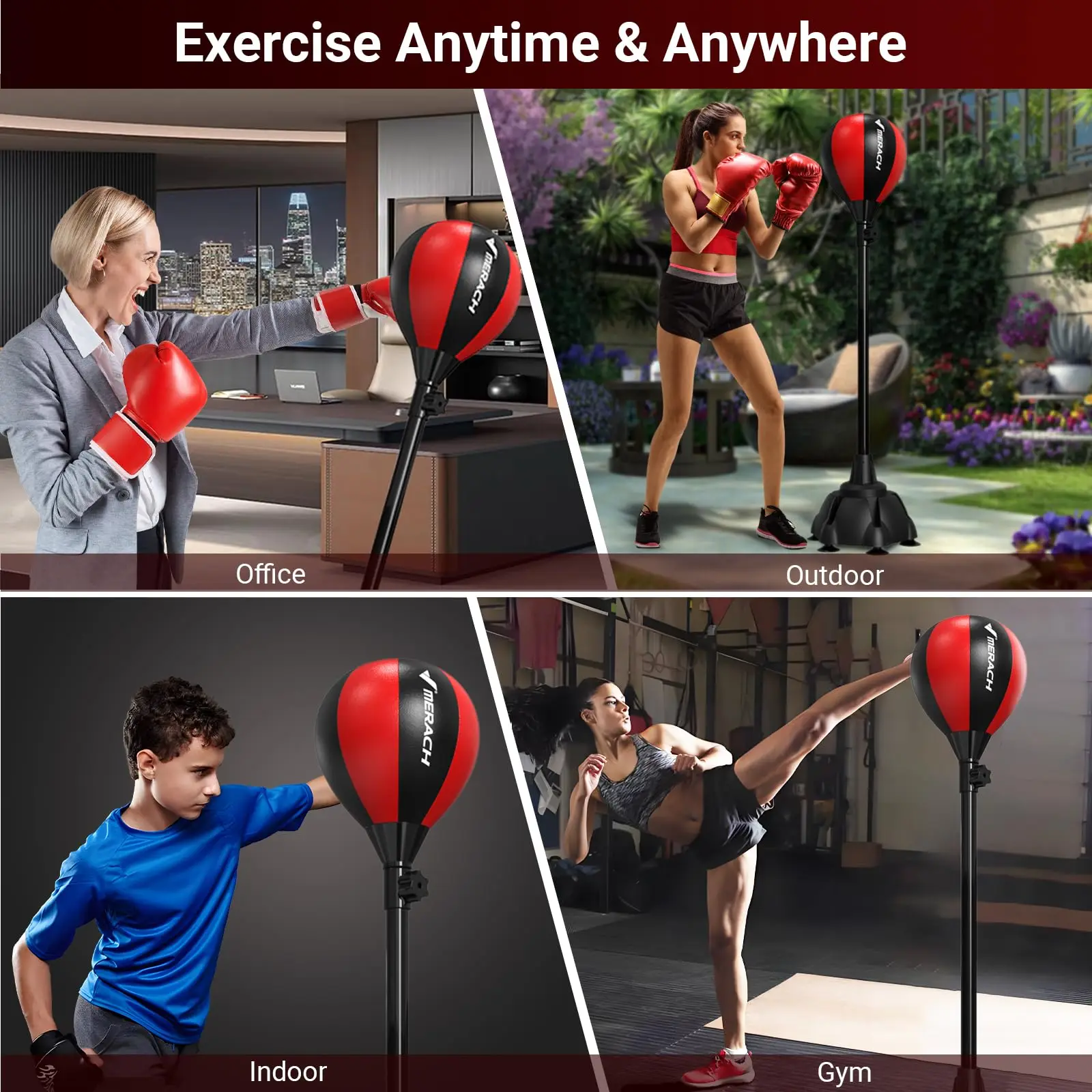 MERACH Punching Bag with Stand Punching Bag for Adults & Teens Adjustable Height Boxing for Stress Relief & Fitness Home Gym