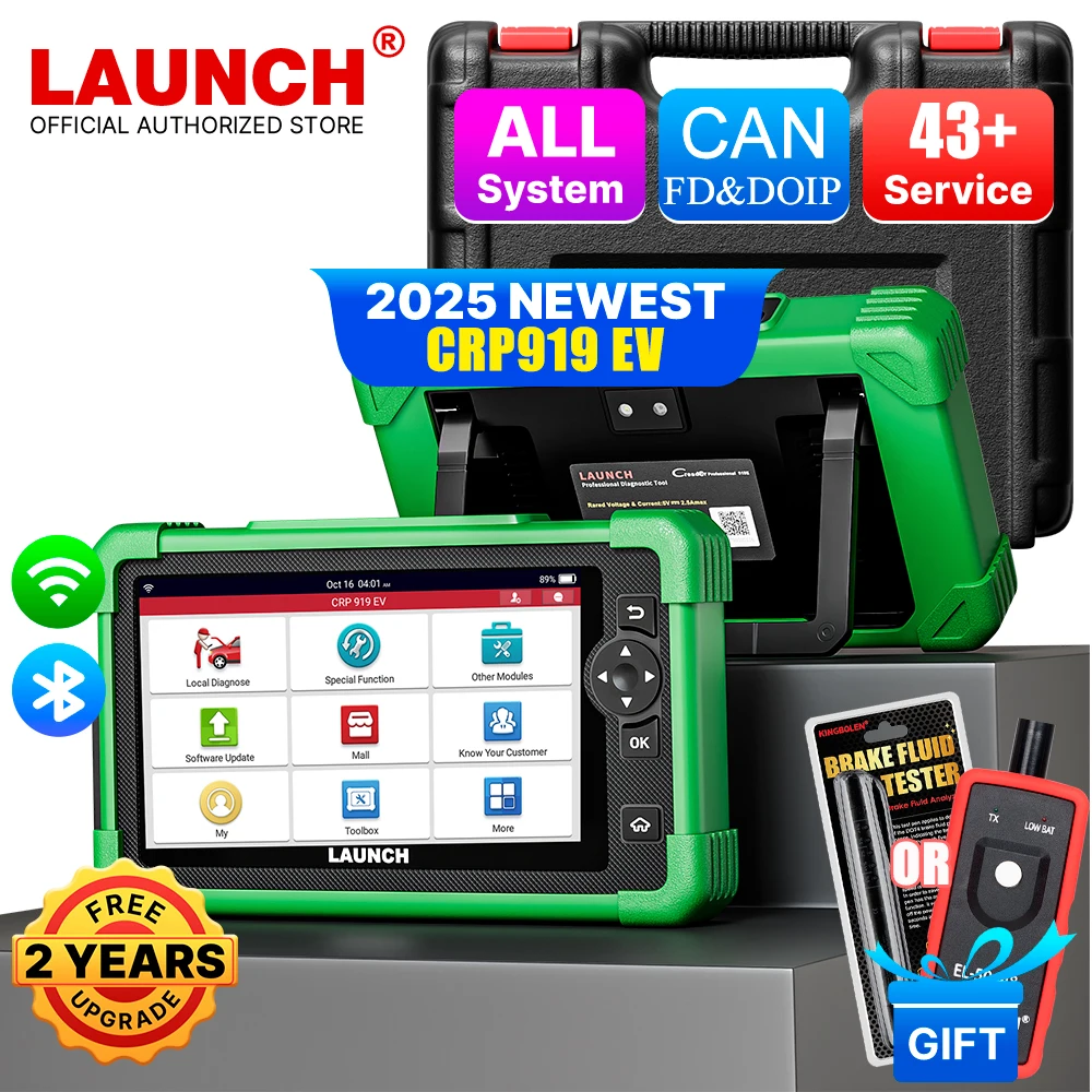 New Energy Vehicle Scanner LAUNCH CRP919 EV Diagnostic Scanner 43+ Service Electric Vehicles Bidirectional Control CAN FD DOip