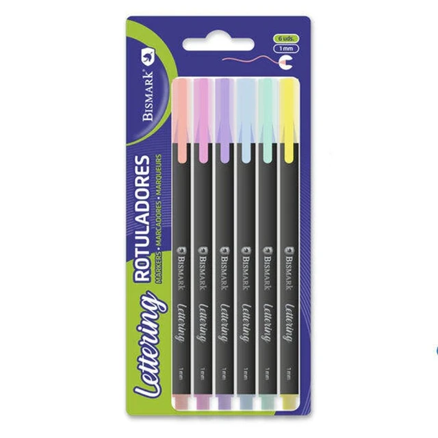 Set 6 rotuladores pastel lettering 1 mm Bismark