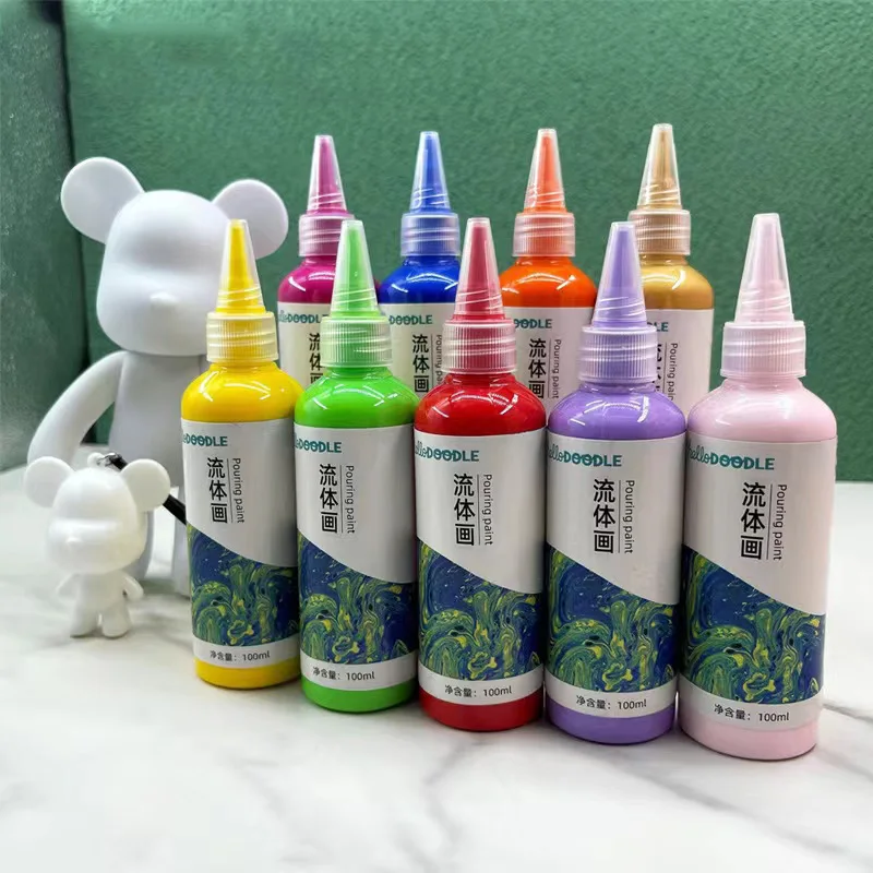 DIY Fluid Bear Acrylic Paint Violent Bear Fluid Paint Painting Animal Model  Creative Home Decoration Birthday Gift DIY Kits