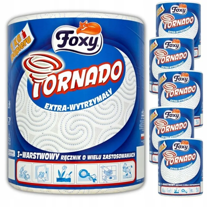 Ręcznik papierowy Foxy Tornado 3-warstwowy (1 rolka) x 6 sztuk  z Polski za $23.9 / ~87zł