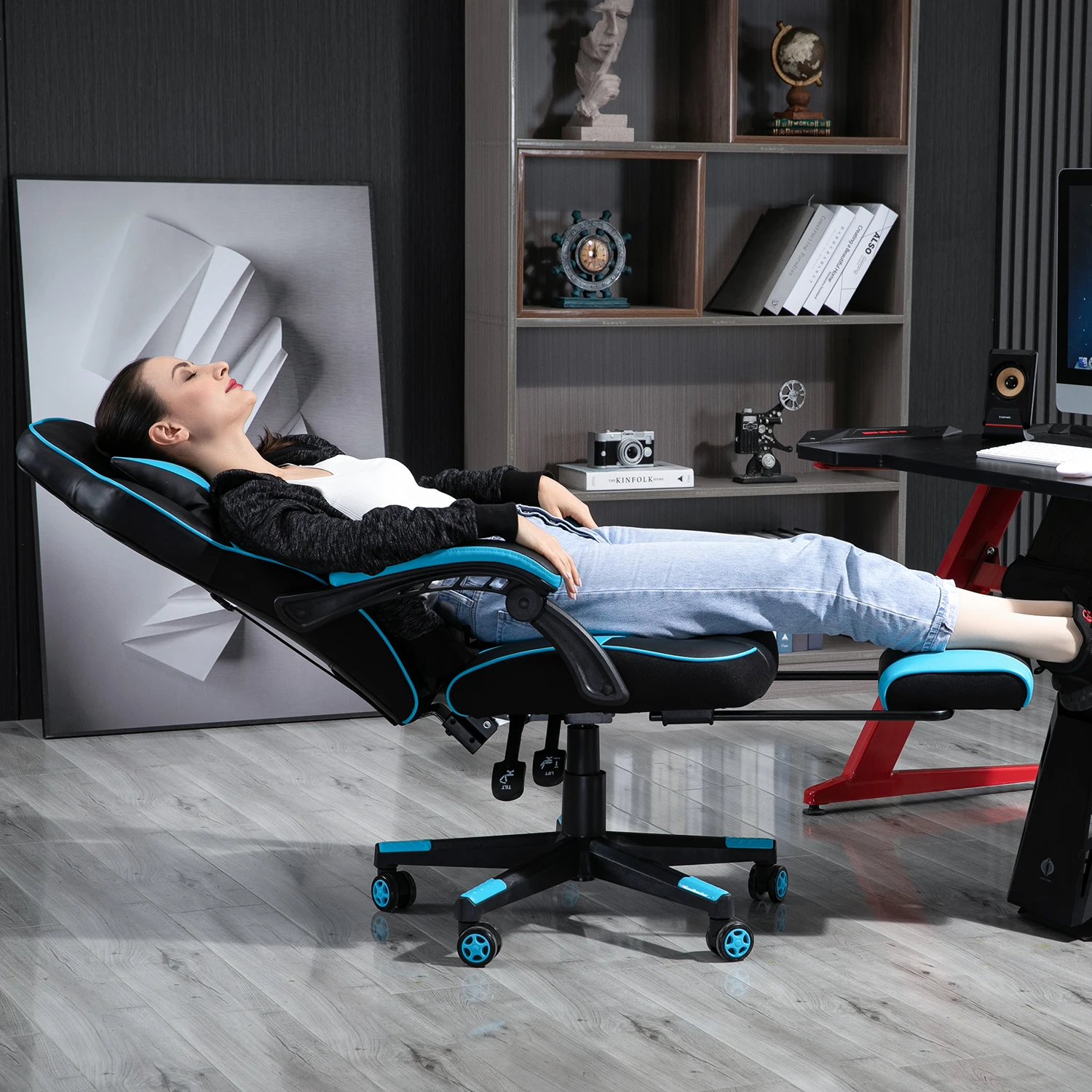 Ergonomic Gaming Chair with Footrest Recliner Racing Style High Back PC Computer Office Chair