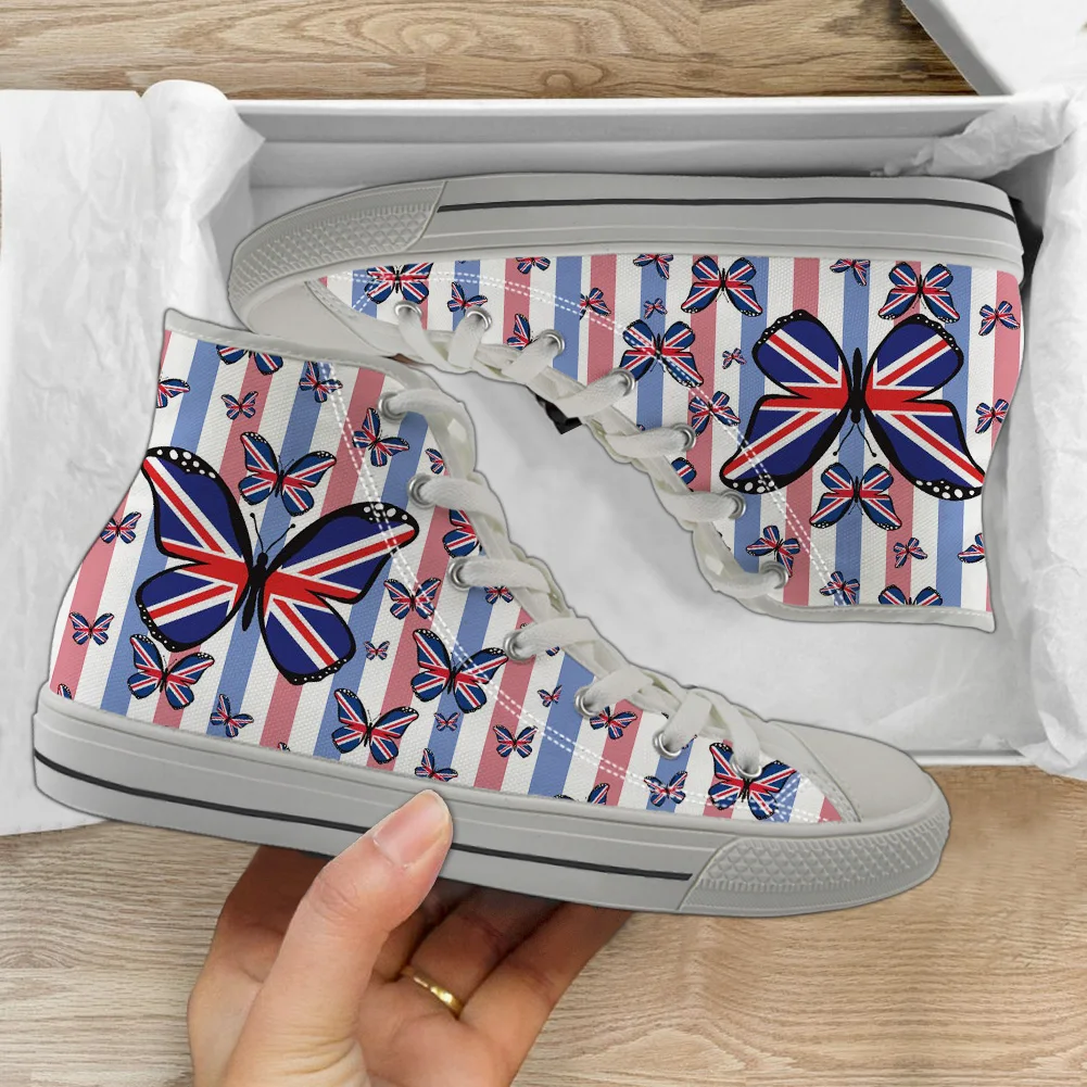 

INSTANTARTS USA Flag Butterflies Design Lightweight High Top Canvas Shoes Men Women Casual Breathable Sneakers Casual Shoes 2023