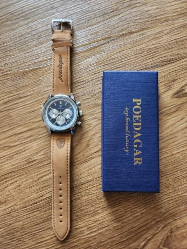 POEDAGAR Luxury Man Watch Waterproof Chronograph Luminous Quartz Leather Sports Watch photo review