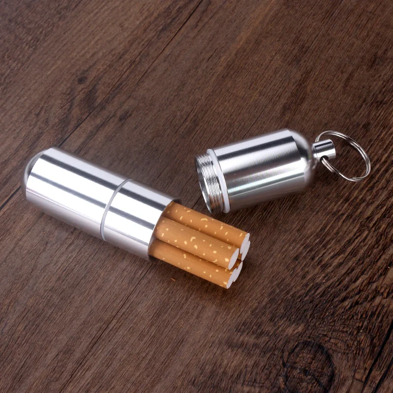 Portable Silver Cigarette Case with Keychain Waterproof Metal Cigarette ...