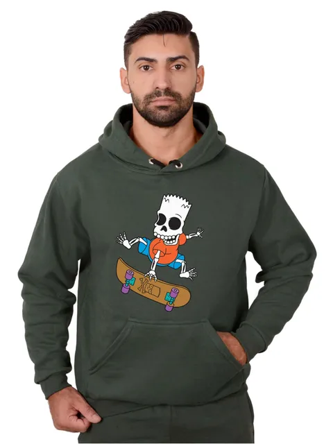 Blusa Masculina Moletom Estampa Bart Estilo Skate Com Capuz
