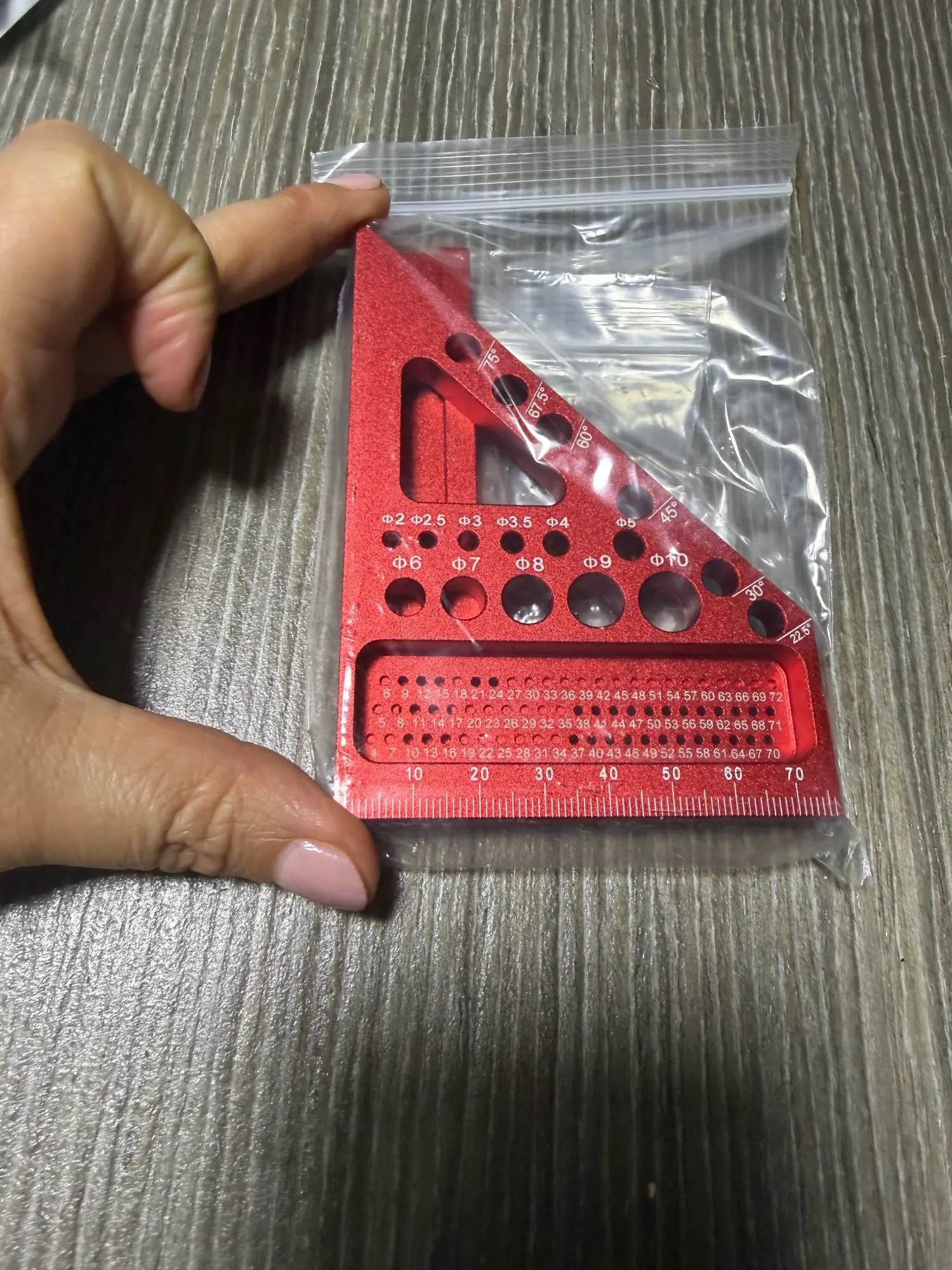 3D Multi-Angle Measuring Ruler, 45/90 Degree Woodworking Aluminum/plastic Square Protractor,Triangle Ruler Layout Measuring Tool photo review