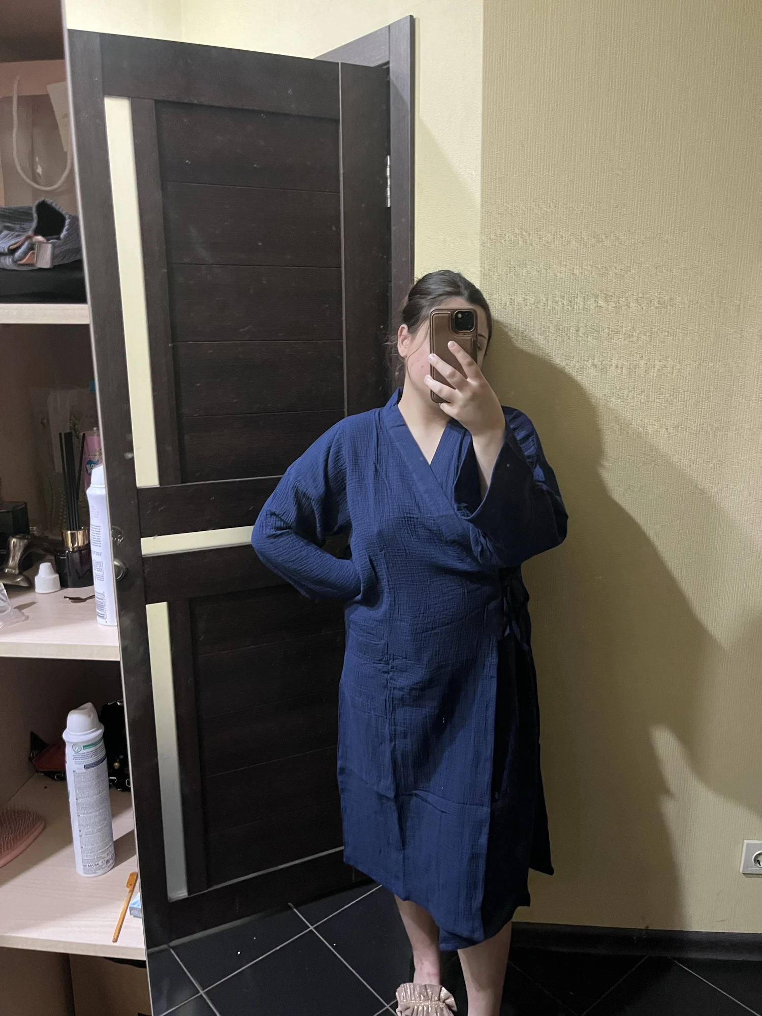 Japanese Cotton Crepe Kimono Robe - Unisex Couple's Bathrobe photo review