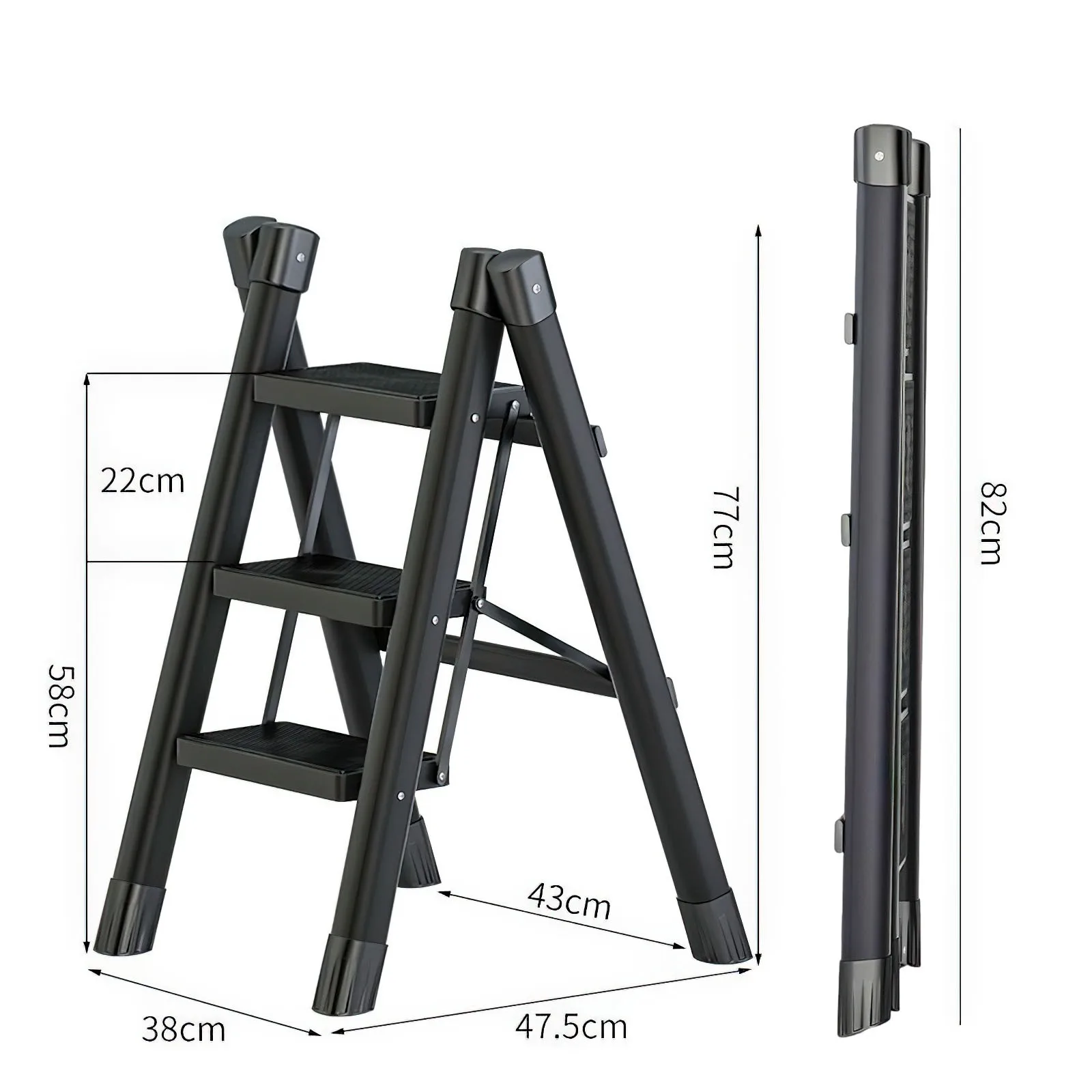 120 kg Haushalt multifunktionale faltbare Leiter tragbare Küche 3-Stufen Hocker Klapptreppe Stuhl Blumenständer Lagerregal