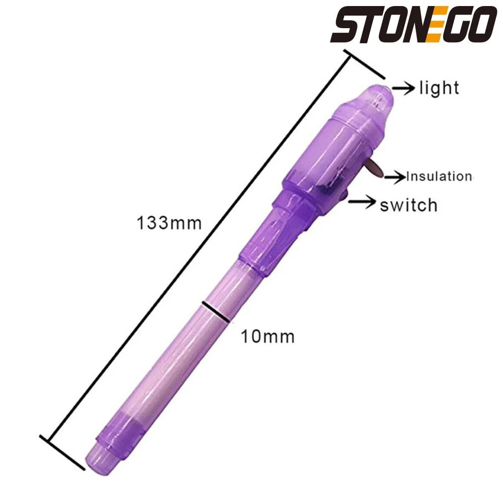 STONEGO Luminous Light Invisible Pen Magic UV Light Pen Secret Learning Magic Pen for Kids Party Favors Ideas Gifts Novelty Toy 6