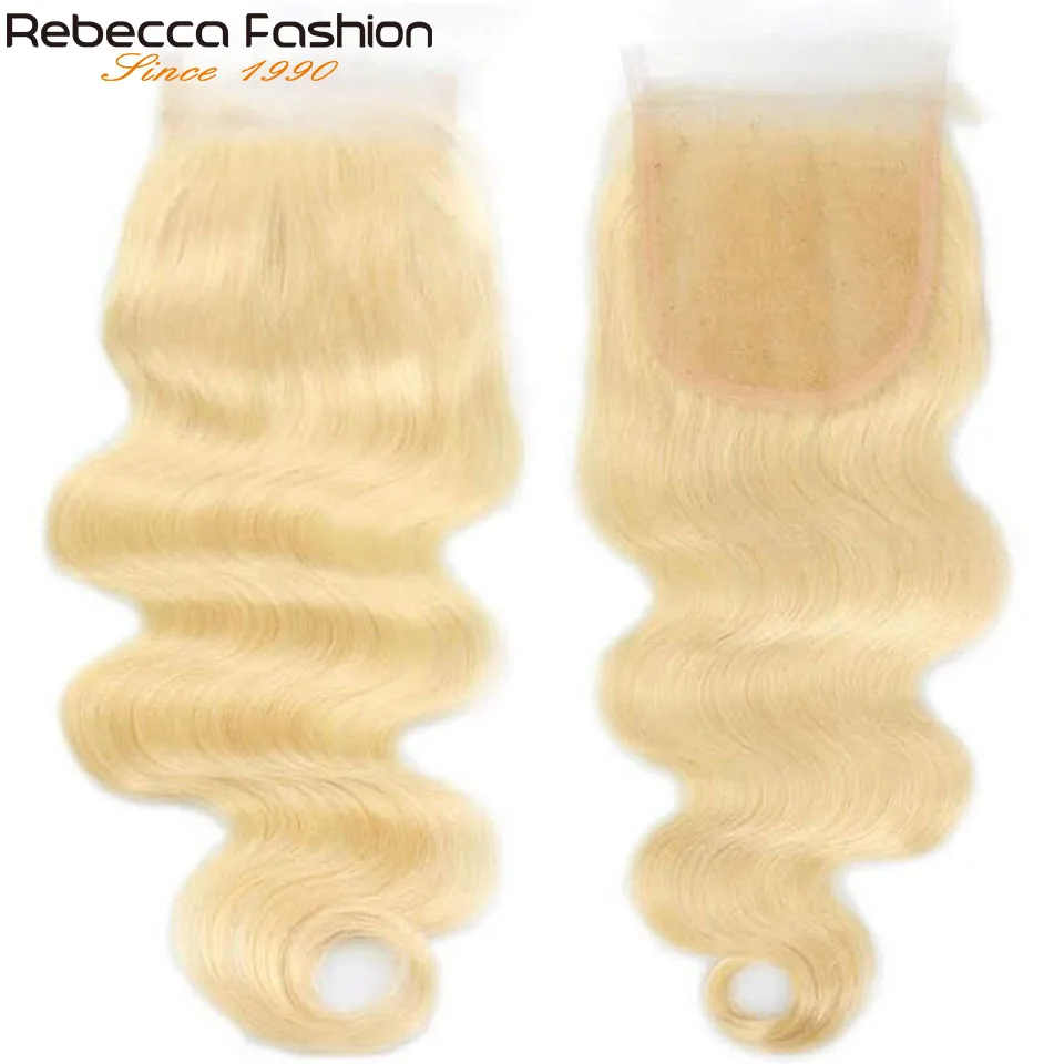 613 Blonde Body Wave Human Hair Lace Closure human hair closure human hair lace product 4X4 Middle / Three Part Brazilian Body Wave Closure Pre Plucked Transparent Lace