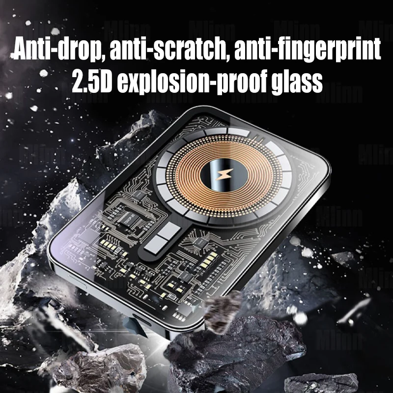 MacSafe 투명 마그네틱 무선 슬림 미니 파워뱅크, 아이폰 12, 13, 14 용 휴대용 외장 보조 배터리, 20W
