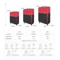 Ensemble de 3 valises SUPER SOLU, souples et extensibles, en tissu (20 + 24 + 28 pouces), avec serrure TSA et roulettes 360°. °   Expédition en rouleau depuis DE 8