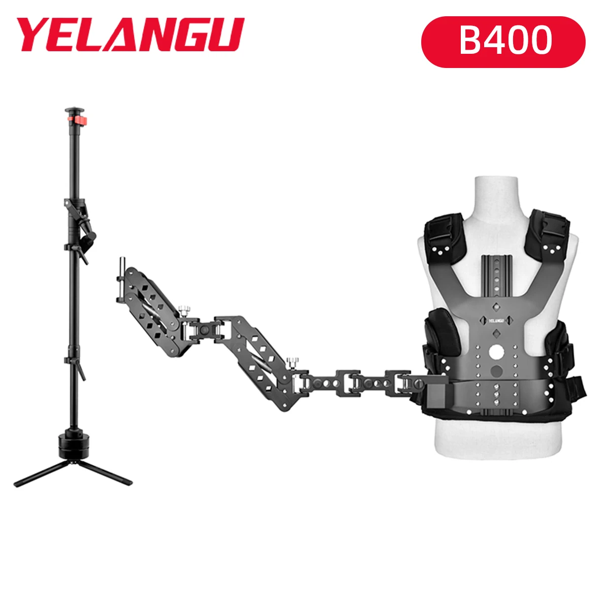 YELANGU B400 Comfort Stabilizing Arm & Vest for DSLR Camcorders Handheld Camera Video Body-Mount Steadycam Stabilizer up to 10kg