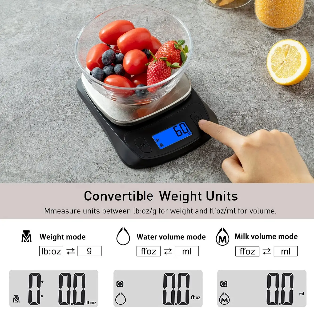Ultra Slim Kitchen Scale Digital Food Weight Scale for Baking