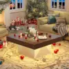 Coffee Table, Square Coffee Table with RGB LED Light, Wood Low Coffee Table for Living Room, Center Table for Living Room 3