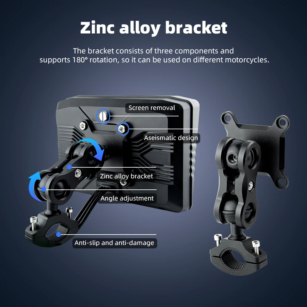Motorcycle Navigation Screen EKIY Motorcycle GPS 6.25 inch WiFi MOTO Navigation Waterproof Carplay Display Screen Portable Anti-Theft Removable Screen