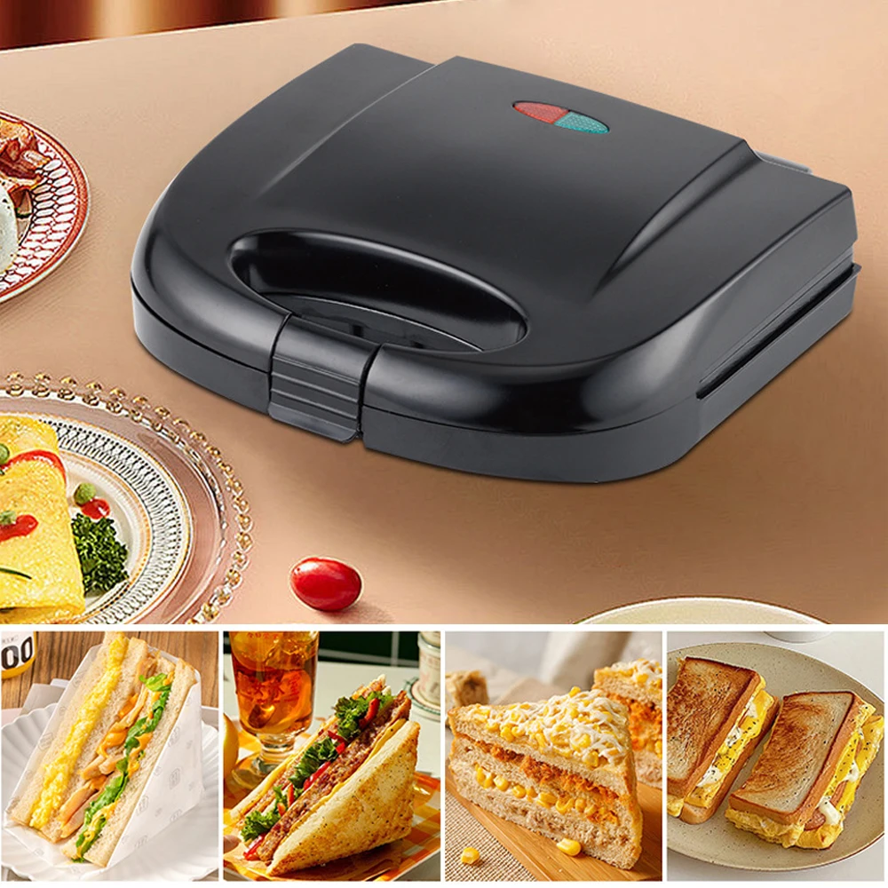 kitchen Electric Sandwich UK Plug Maker Breakfast Machine Double-sided Heating With Non-Stick Plates Indicator Lights Easy to Clean