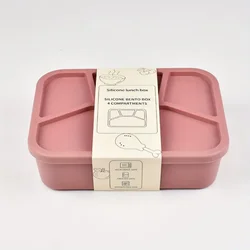 Eco - Friendly Leak - Proof Silicone Lunch Box with 4 Versatile Compartments - Available in 3 Vibrant Colors (Red)