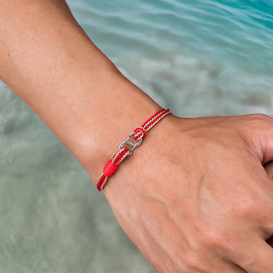 Stainless Steel Men Rope Bracelet with Buckle