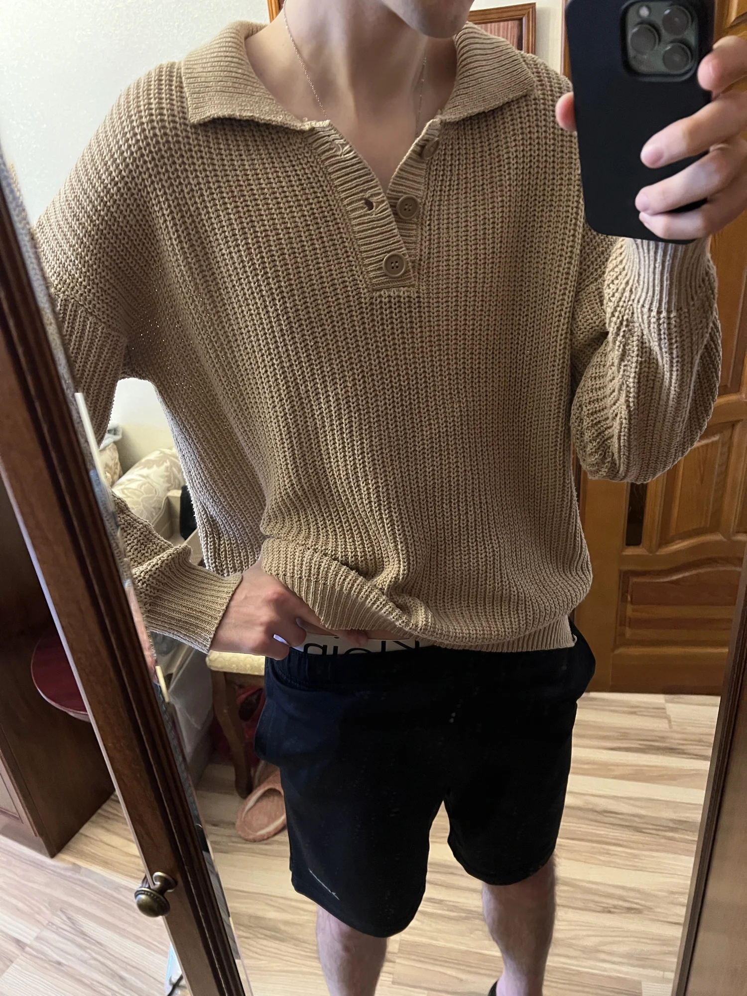 Man Solid Casual T-Shirts Loose Slim Knitted Pullover photo review