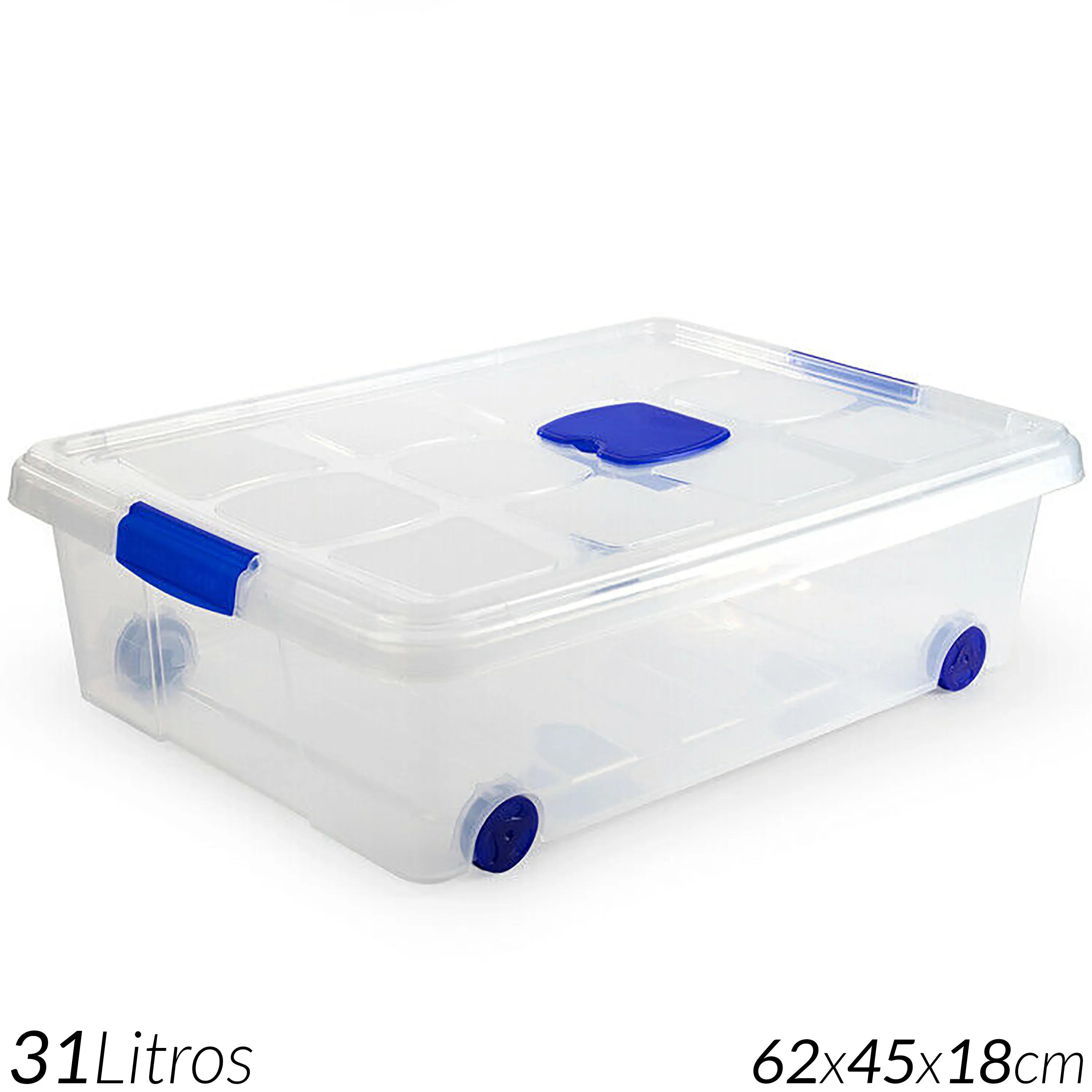 Caja De Plástico Para Almacenaje Transparente 30 L (73x41x18cm) Con Ruedas  con Ofertas en Carrefour