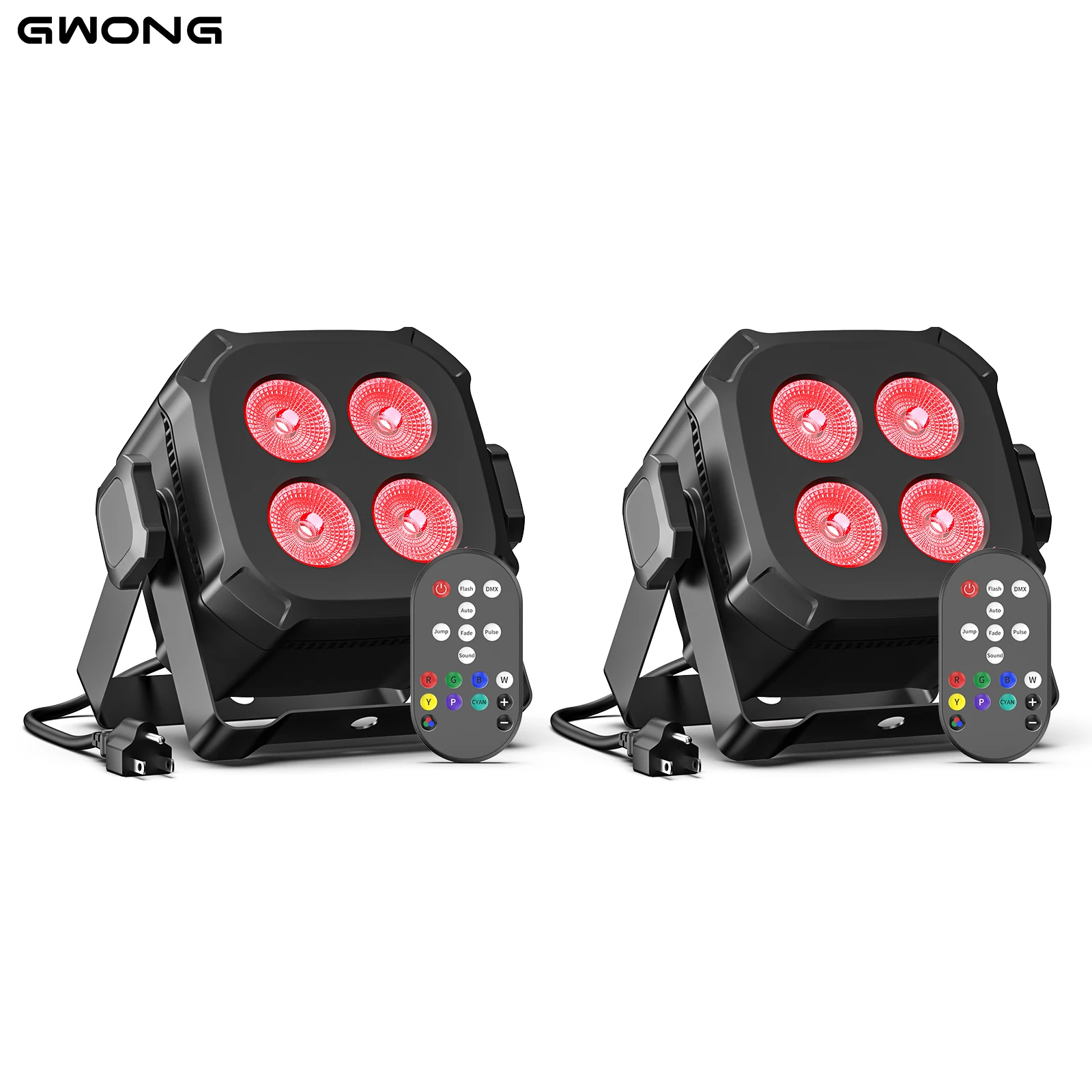 GWONG 2PCS 60W RGBW 4 IN 1 LED Par Lights DJ Light DMX Remote Control Stage Light Sound Activated Effect Light for Party Disco