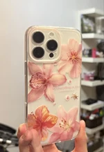 Pink Lily Flower Pattern Phone Case For iPhone 16 17 16e 15 14 13
