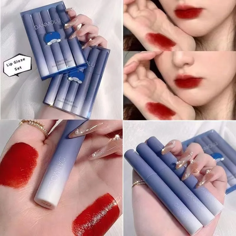 Lipstick Set 5 Colors Matte Long Lasting Waterproof Non-Stick Cup Lip Glaze Not Easy To Fade Red Lips Lip Tint Cosmetic Makeup Af853ed4ed2f34becb11cd851a637767cV