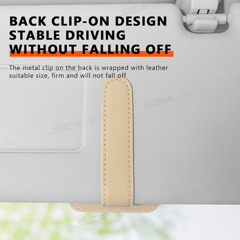 Magnetic PU Car Glasses Holder for Sun Visor with Card Slot