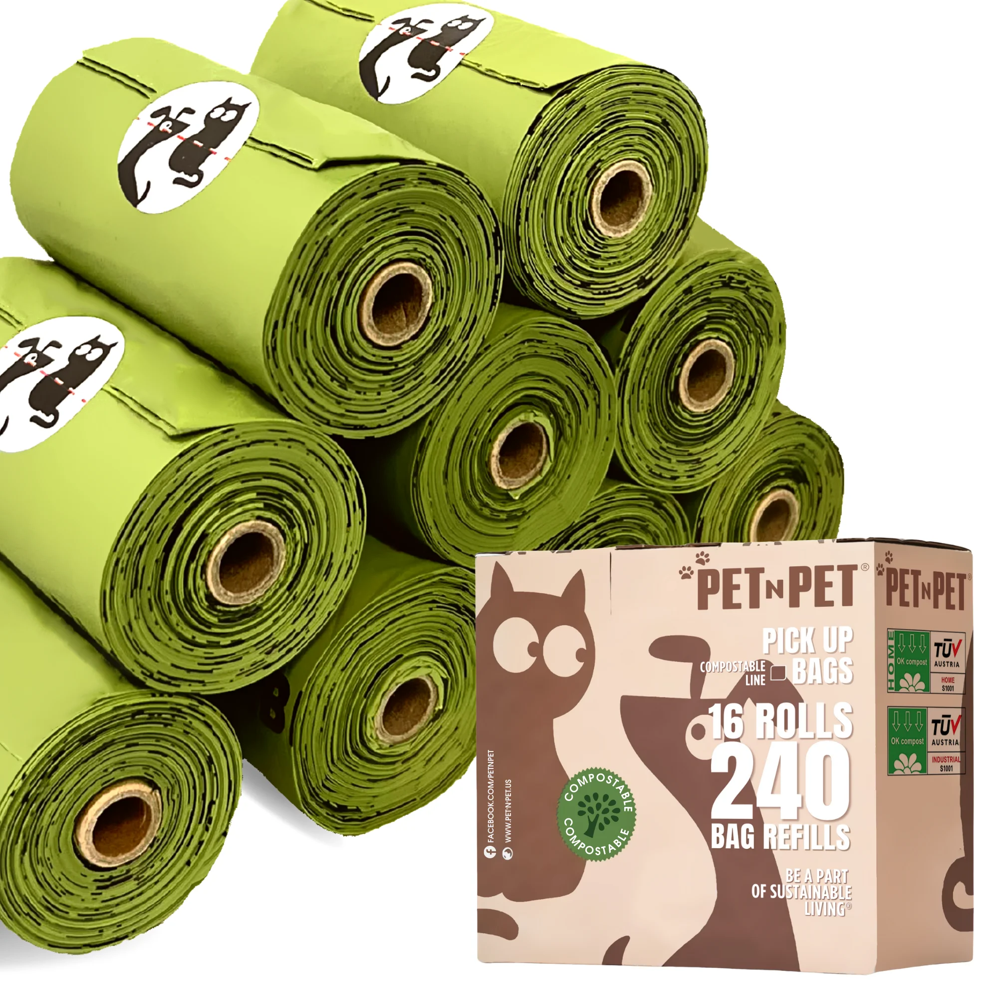 240 Counts Dog Poop Bags Compostable Thick Dog Waste Bags & Cat Waste Cat Litter for Poops