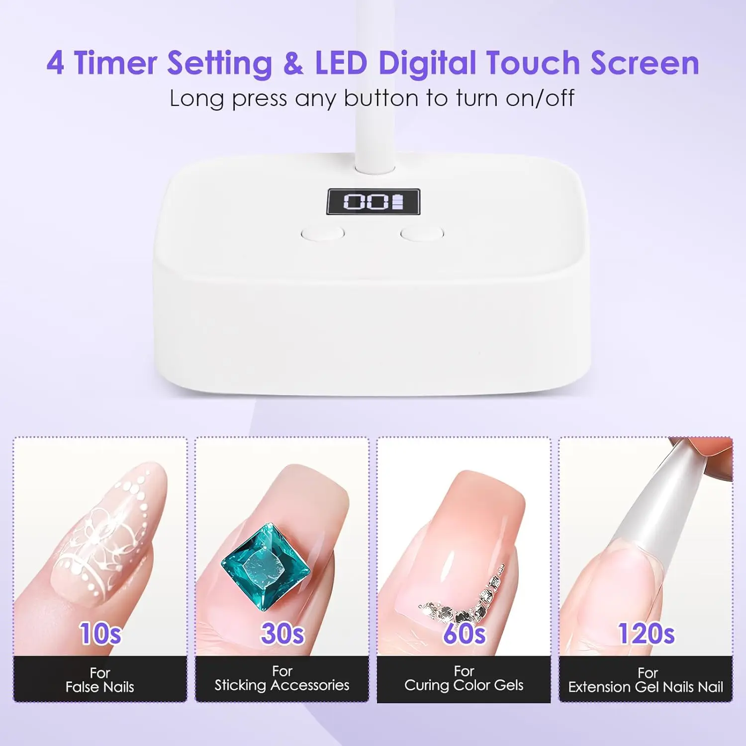 Wireless Nail Lamp LED UV Nail Dryer Rechargeable Auto Sensing Touch Control Fast Drying Nail Light 360° Bendable Table Lamp 5